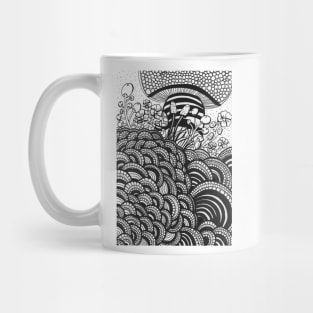 Black and white Mushrooms inspired by zentangle. Mug